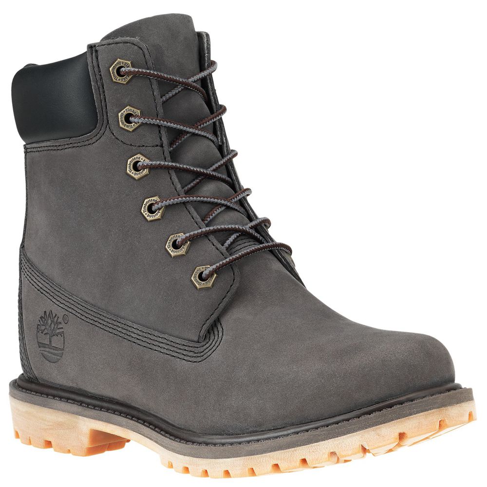 Timberland Womens 6-Inch Boots Premium Waterproof Internal Wedge - Dark Grey - India WZ2190837